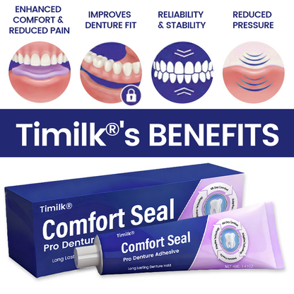 🔥 LIMITED SPECIAL OFFER 🔥 Timilk® Comfort Seal Pro Denture Adhesive🦷💜FDA Certified (Clinically Proven 96-   Hour Lock Hold for   Secure, Comfortable &   Zinc-Free Denture Fit)